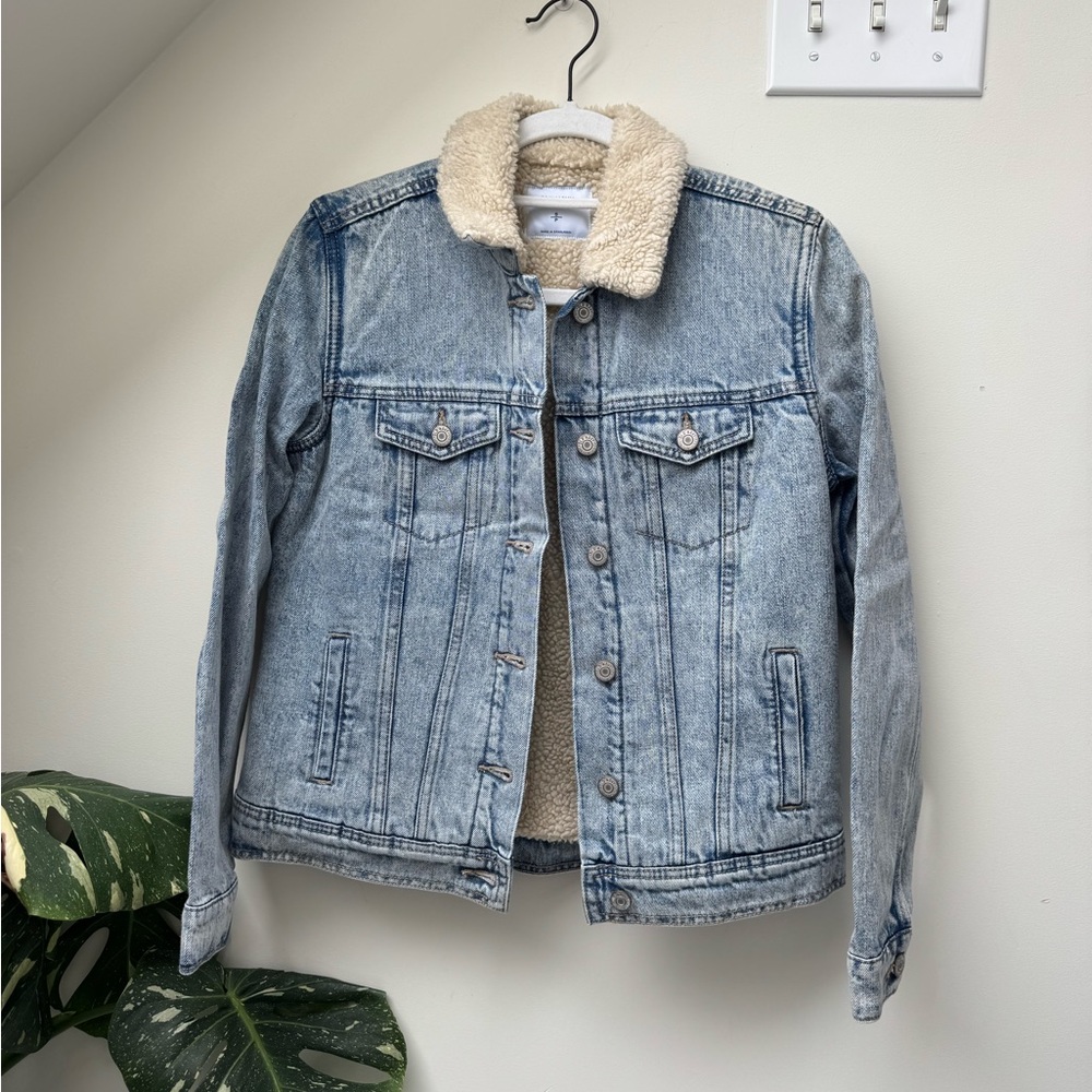 Light Wash Sherpa Lined Denim Jacket